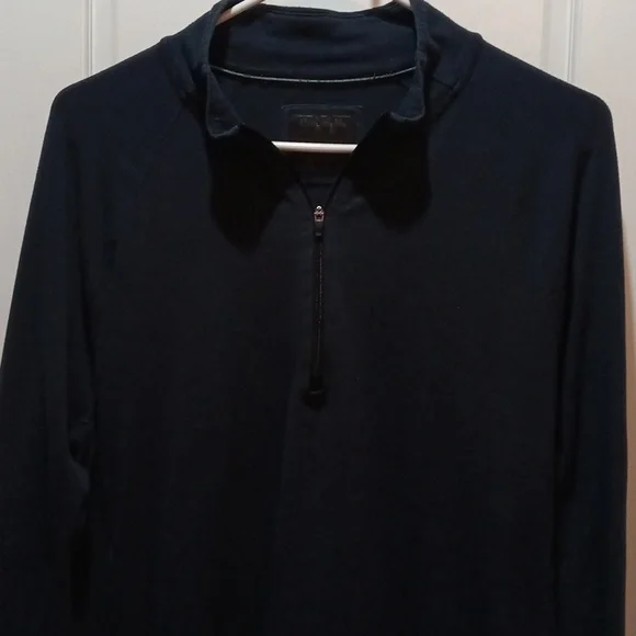 Abercrombie Dark Blue Quarter-Zip Shirt. - Picture 3 of 10